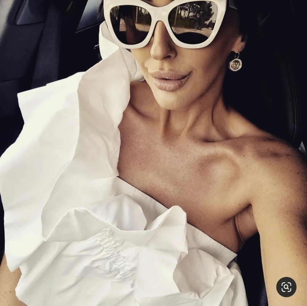 ZARA LIMITED EDITION VOLUMINOUS RUFFLED ONE SHOULDER TOP WHITE S,M NET